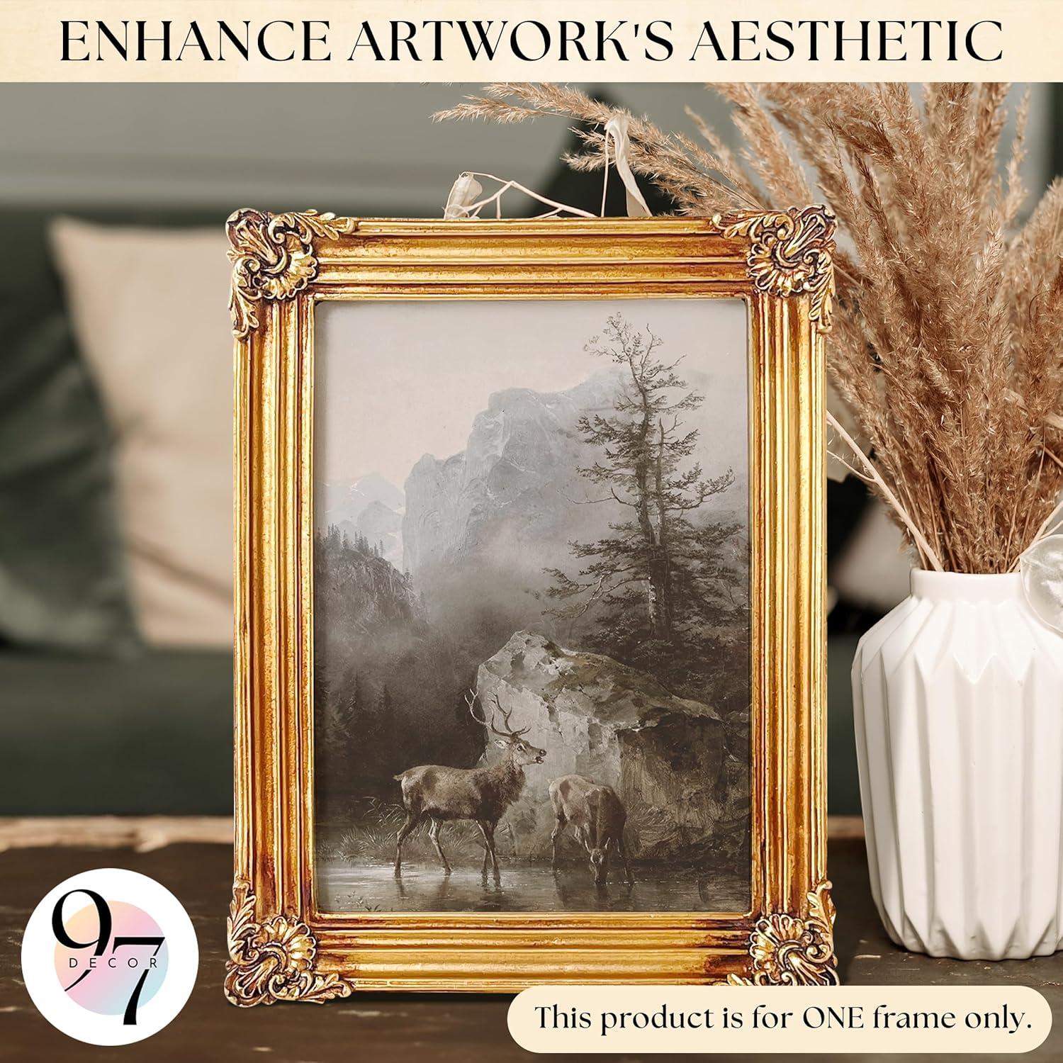 image97 Decor Rustic 5x7 Gold Picture Frame Gold Vintage Frame 5x7 Antique Golden Photo Frames 5 By 7 Picture Frame Ornate Frames For Tabletop And Wall HangingGold Rectangle
