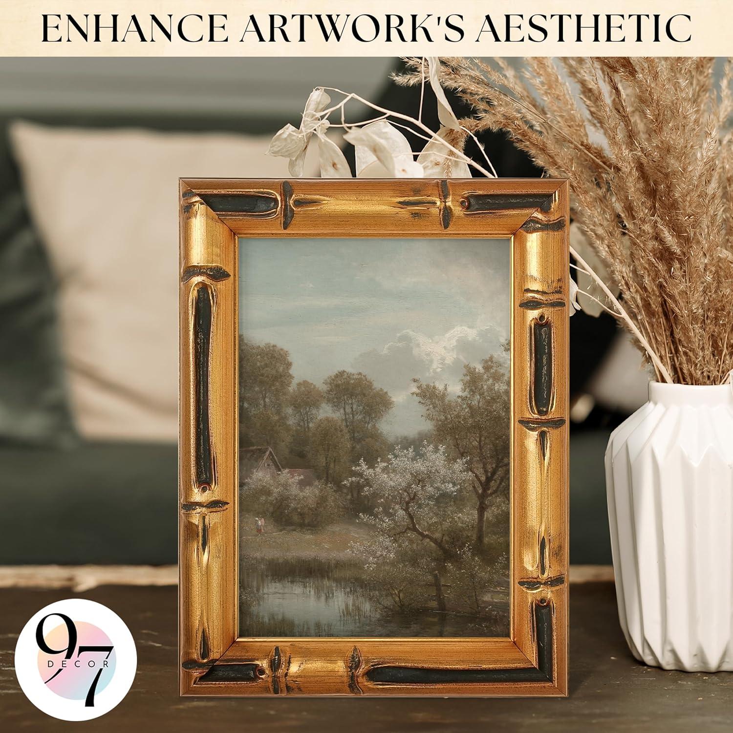 image97 Decor Rustic 5x7 Gold Picture Frame Gold Vintage Frames 5x7 Antique Photo Frames 5 By 7 Faux Bamboo Frame For Tabletop And Wall Hanging