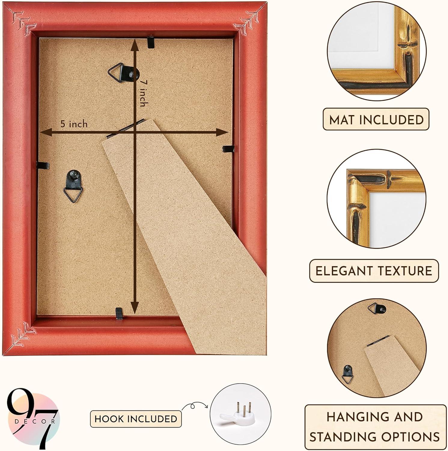 image97 Decor Rustic 5x7 Gold Picture Frame Gold Vintage Frames 5x7 Antique Photo Frames 5 By 7 Faux Bamboo Frame For Tabletop And Wall Hanging