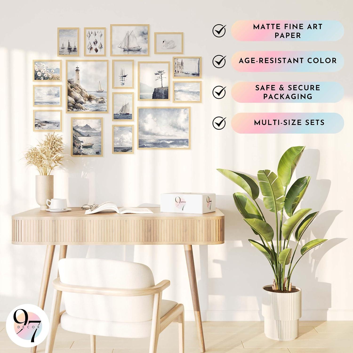 image97 Decor Rustic Nautical Wall Decor  Vintage Nautical Wall Art Farmhouse Coastal Prints Ship Painting Vintage Beach Posters Ocean Art Prints Sailboat Pictures For Home Bedroom 8x10 UnframedBright Coastal Gx11x14