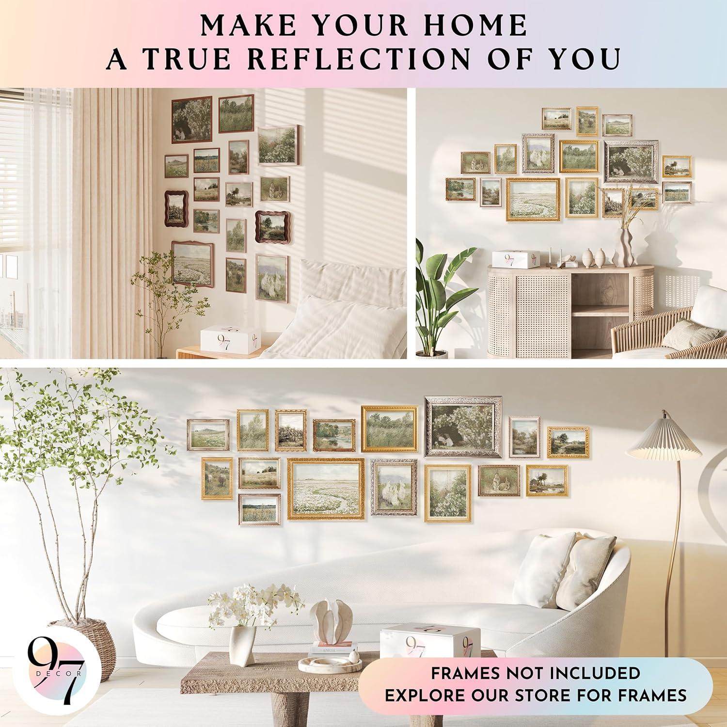 image97 Decor Vintage 11X14 16PCS FRAMED Wall Art  Framed Vintage Wall Art Prints Vintage Posters For Room Aesthetic Lanscape Prints For Wall Decor Moody Gallery Wall Pictures Botanical Paintings For Home Bedroom BEIGE FRAMEVintage