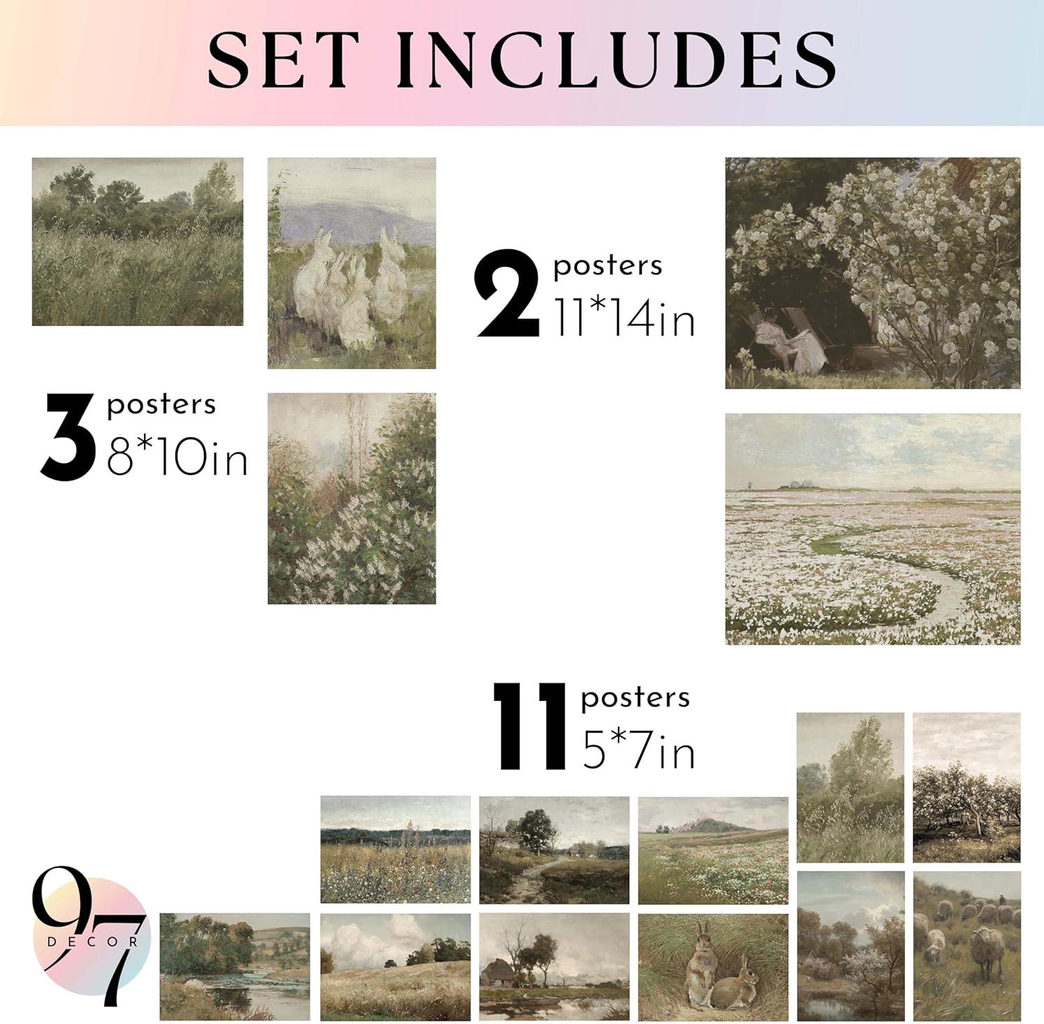 image97 Decor Vintage 11X14 16PCS FRAMED Wall Art  Framed Vintage Wall Art Prints Vintage Posters For Room Aesthetic Lanscape Prints For Wall Decor Moody Gallery Wall Pictures Botanical Paintings For Home Bedroom BEIGE FRAMEVintage