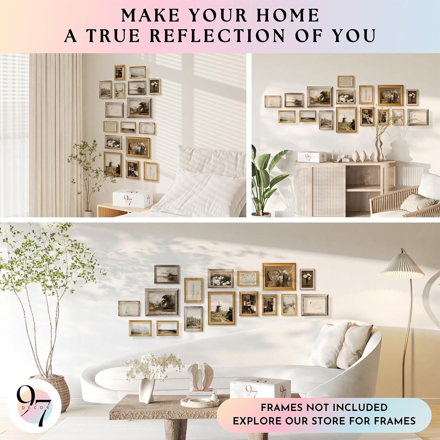 image97 Decor Vintage 16PCS FRAMED Wall Art  Framed Vintage Wall Art Prints Vintage Posters For Room Aesthetic Lanscape Prints For Wall Decor Moody Gallery Wall Pictures Botanical Paintings For Home Bedroom BEIGE FRAMEVintage