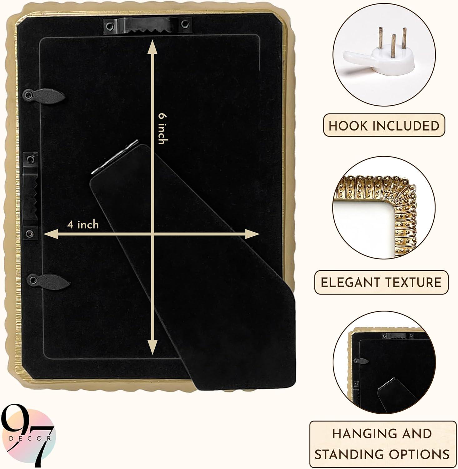 image97 Decor Vintage 4x6 Picture Frame Gold  Small Gold Frames 4x6 Unique Antique Picture Frames 4x 6 Mini Ornate 4 X 6 Photo Frame With Glass Front For Tabletop And Wall Hanging Vintage Wall DecorGold Rectagle