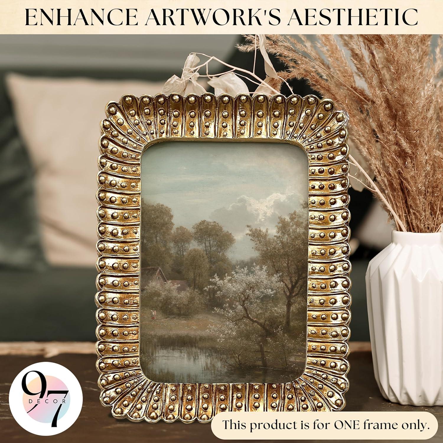 image97 Decor Vintage 4x6 Picture Frame Gold  Small Gold Frames 4x6 Unique Antique Picture Frames 4x 6 Mini Ornate 4 X 6 Photo Frame With Glass Front For Tabletop And Wall Hanging Vintage Wall DecorGold Rectagle