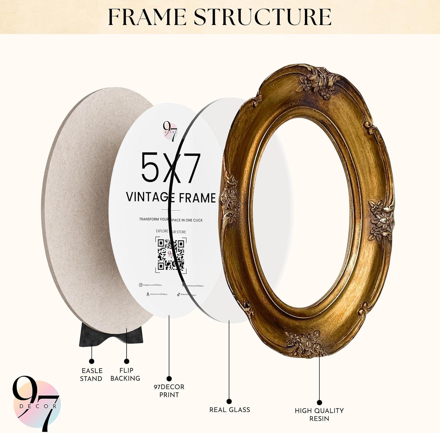 image97 Decor Vintage 4x6 Picture Frame Gold  Small Gold Frames 4x6 Unique Antique Picture Frames 4x 6 Mini Ornate 4 X 6 Photo Frame With Glass Front For Tabletop And Wall Hanging Vintage Wall DecorBronze Oval