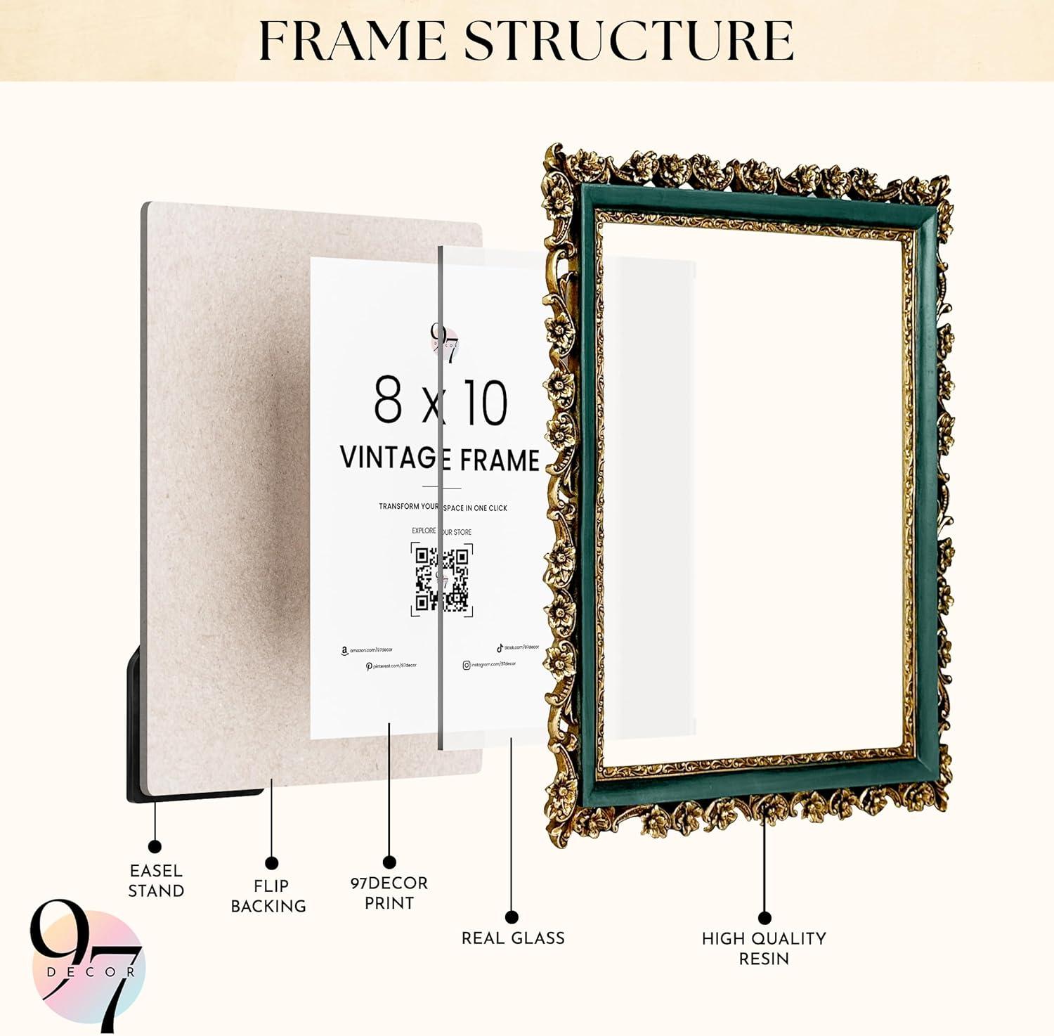 image97 Decor Vintage 8x10 Picture Frame Gold  Rustic 8x10 Gold Frame Ornate Golden Picture Frame 8 x 10 Antique Golden 8 x 10 Frames Victorian 8 By 10 Frames For Wall HangingGreen Gold