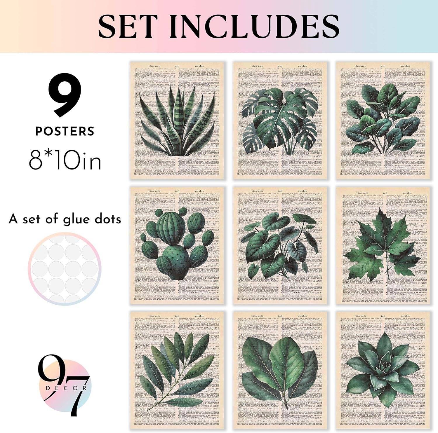 image97 Decor Vintage Botanical Wall Art  Plant Posters For Room Aesthetic Green Plant Pictures Wall Decor Nature Prints Tropical Leaves Artwork For Home Bedroom Office Decorations 8x10 Unframed