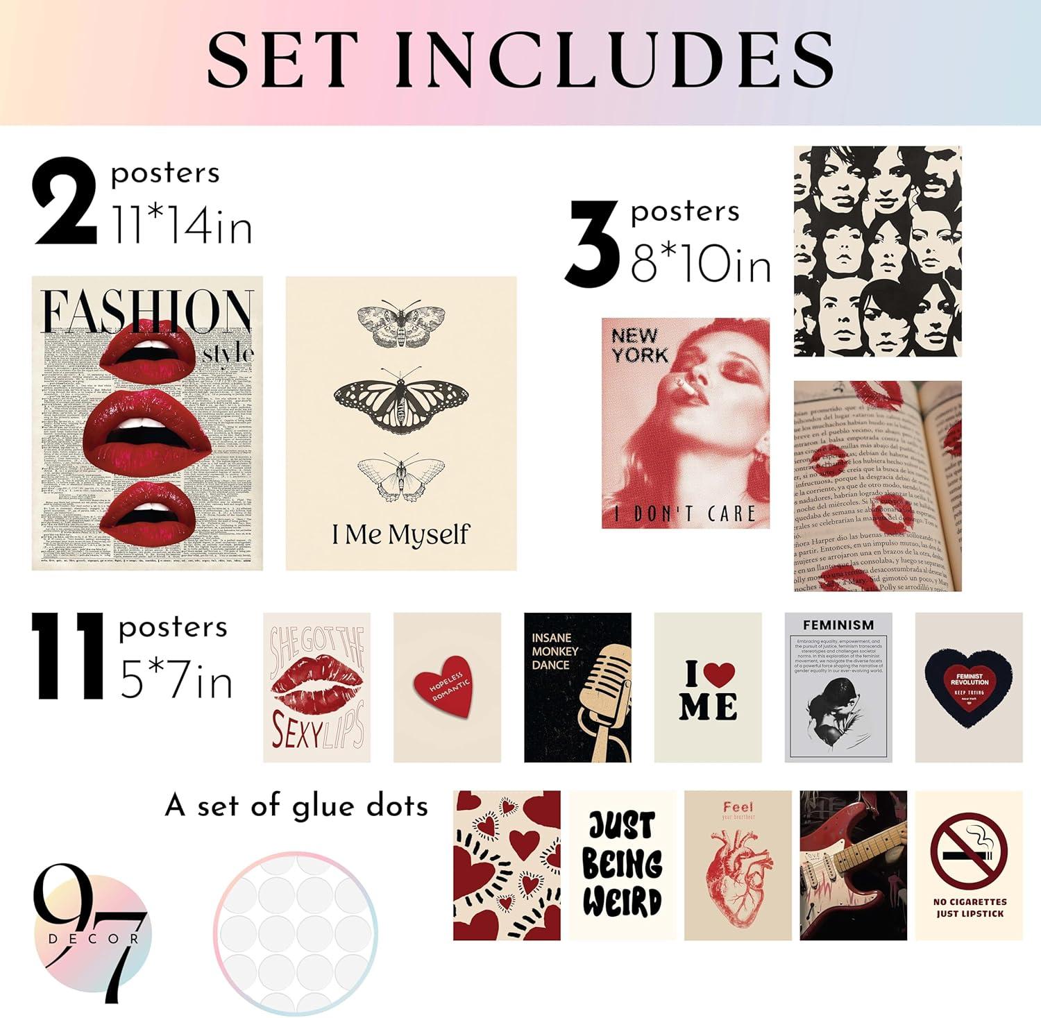 image97 Decor Vintage Downtown Girl Room Decor  Y2k Posters For Room Aesthetic Pictures Cute Y2k Room Decor 2000s Prints Retro Red Wall Art For Teen Girls College Dorm Bedroom Decorations UnframedDowntown Retro 16x11x14