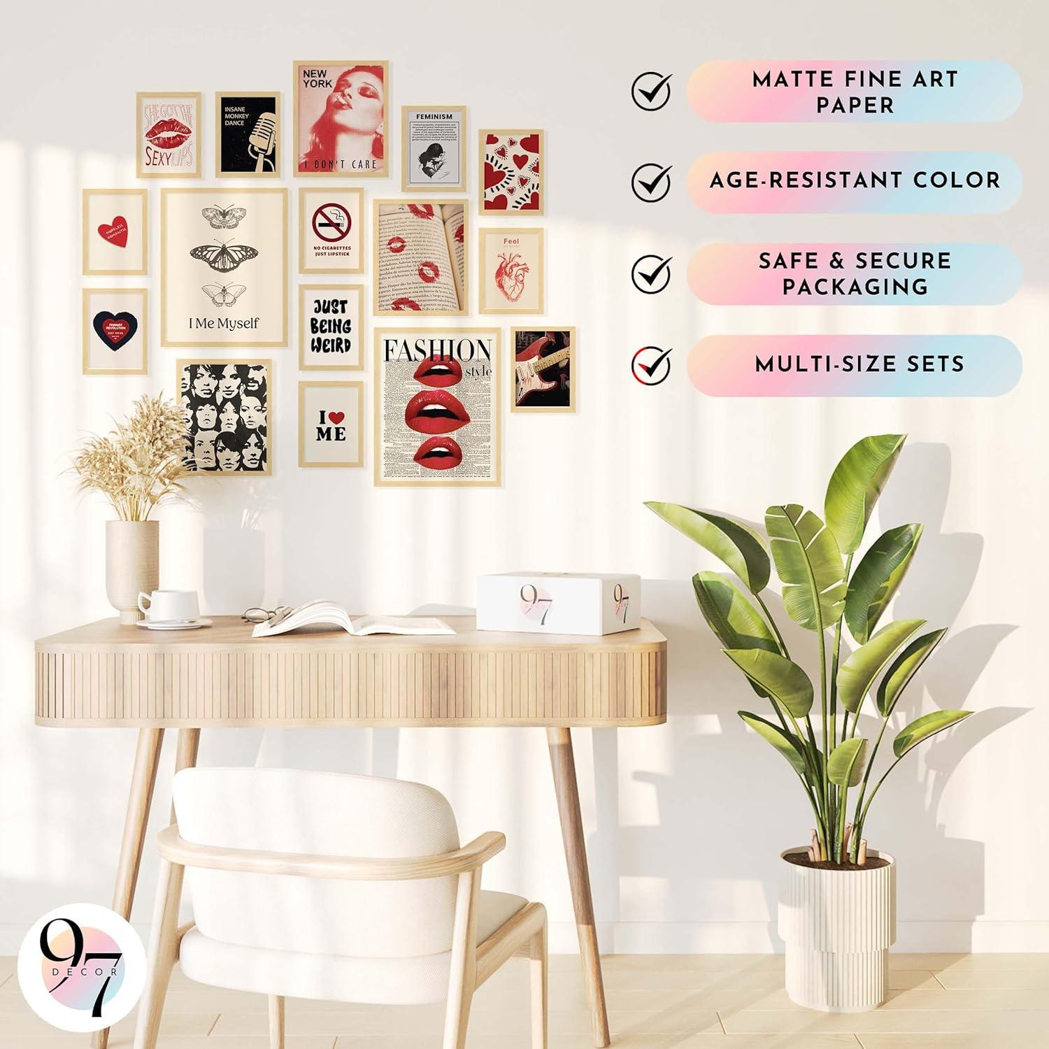 image97 Decor Vintage Downtown Girl Room Decor  Y2k Posters For Room Aesthetic Pictures Cute Y2k Room Decor 2000s Prints Retro Red Wall Art For Teen Girls College Dorm Bedroom Decorations UnframedDowntown Retro 16x11x14
