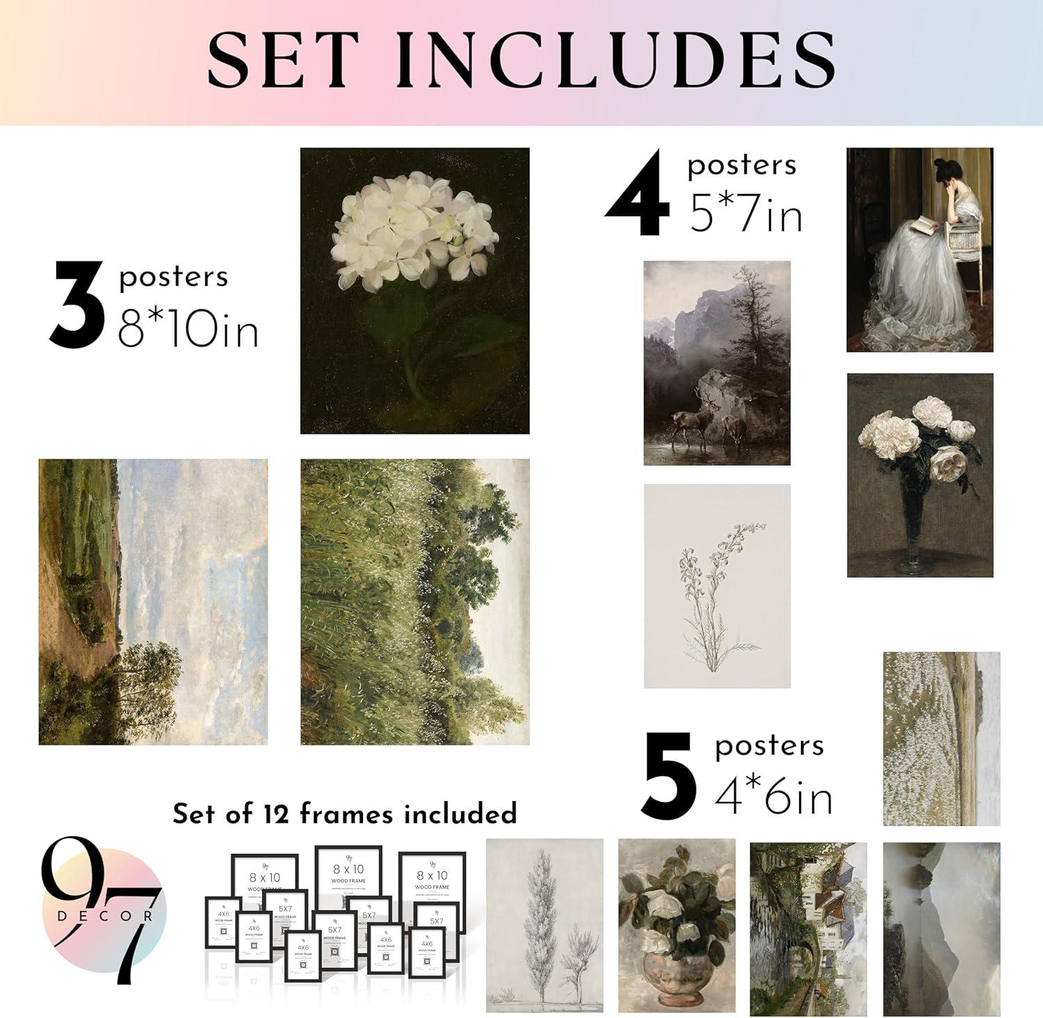 image97 Decor Vintage FRAMED Wall Art  Framed Vintage Wall Art Prints Landscape Prints For Wall Decor Botanical Paintings For Home Bedroom BLACK FRAMEBLACK FRAMED