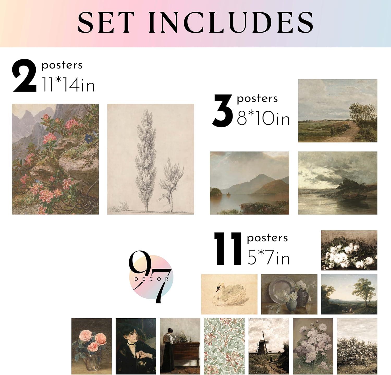 image97 Decor Vintage FRAMED Wall Art  Framed Vintage Wall Art Prints Vintage Posters For Room Aesthetic Landscape Prints For Wall Decor Moody Gallery Pictures Botanical Paintings For Home Bedroom BLACK FRAMEUNFRAMED 11x14