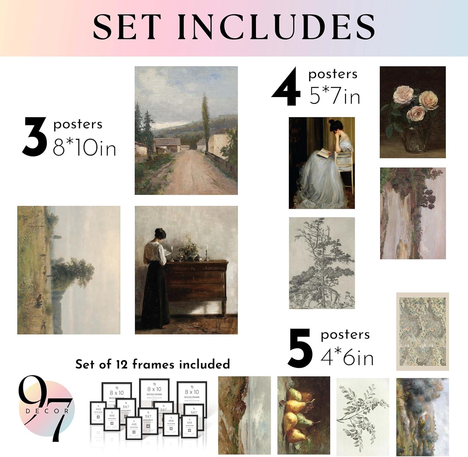 image97 Decor Vintage FRAMED Wall Art  Framed Vintage Wall Art Prints Vintage Posters For Room Aesthetic Landscape Prints For Wall Decor Moody Gallery Pictures Botanical Paintings For Home Bedroom BLACK FRAMEBLACK FRAMED 8x10