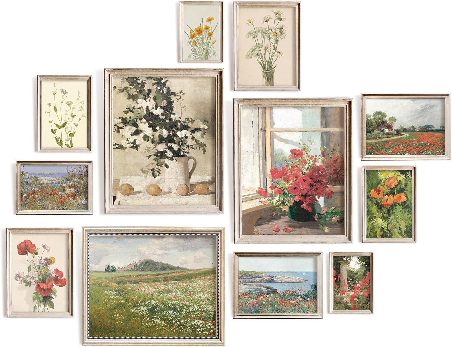 image97 Decor Vintage FRAMED Wall Art  Framed Vintage Wall Art Prints Vintage Posters For Room Aesthetic Lanscape Prints For Wall Decor Moody Gallery Wall Pictures Botanical Paintings For Home Bedroom BEIGE FRAMEVintage flower