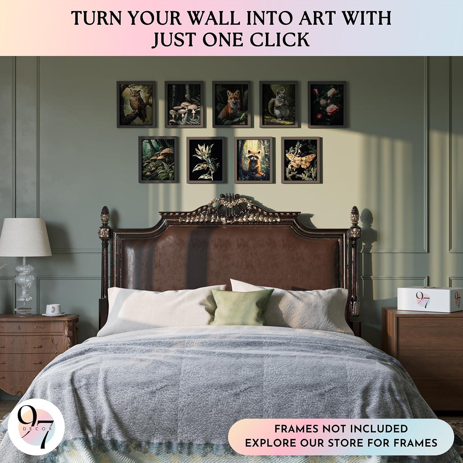 image97 Decor Vintage FRAMED Wall Art For Living Room  Large Framed Art Prints Cottagecore Wall Decor Dark Cottage Core Posters For Room Aesthetic Pictures Nature Forest Print For Dorm Home Bedroom BLACK FRAMECottagecore Small