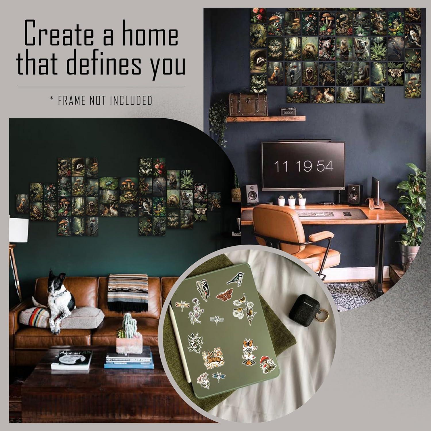 image97 Decor Vintage FRAMED Wall Art For Living Room  Large Framed Art Prints Cottagecore Wall Decor Dark Cottage Core Posters For Room Aesthetic Pictures Nature Forest Print For Dorm Home Bedroom BLACK FRAMECottagecore Collage