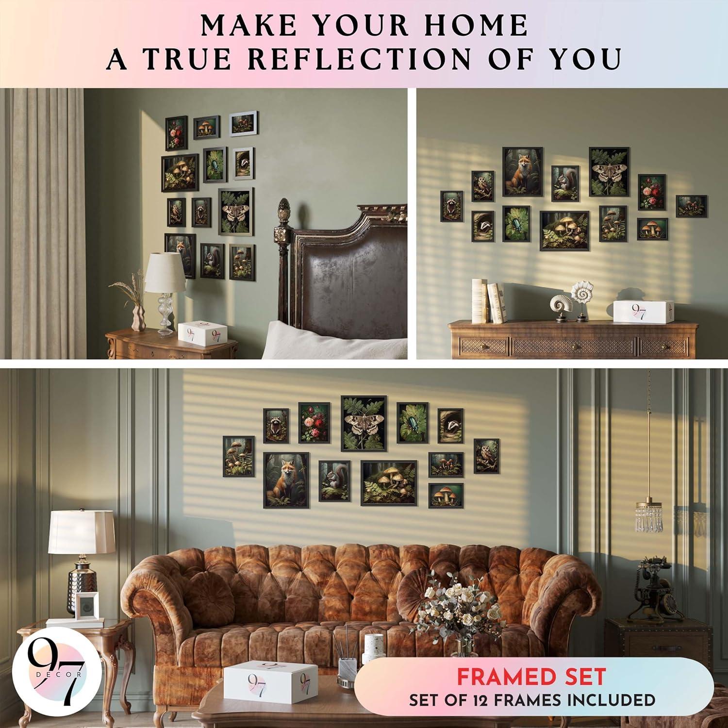 image97 Decor Vintage FRAMED Wall Art For Living Room  Large Framed Art Prints Cottagecore Wall Decor Dark Cottage Core Posters For Room Aesthetic Pictures Nature Forest Print For Dorm Home Bedroom BLACK FRAMECottagecore Forest