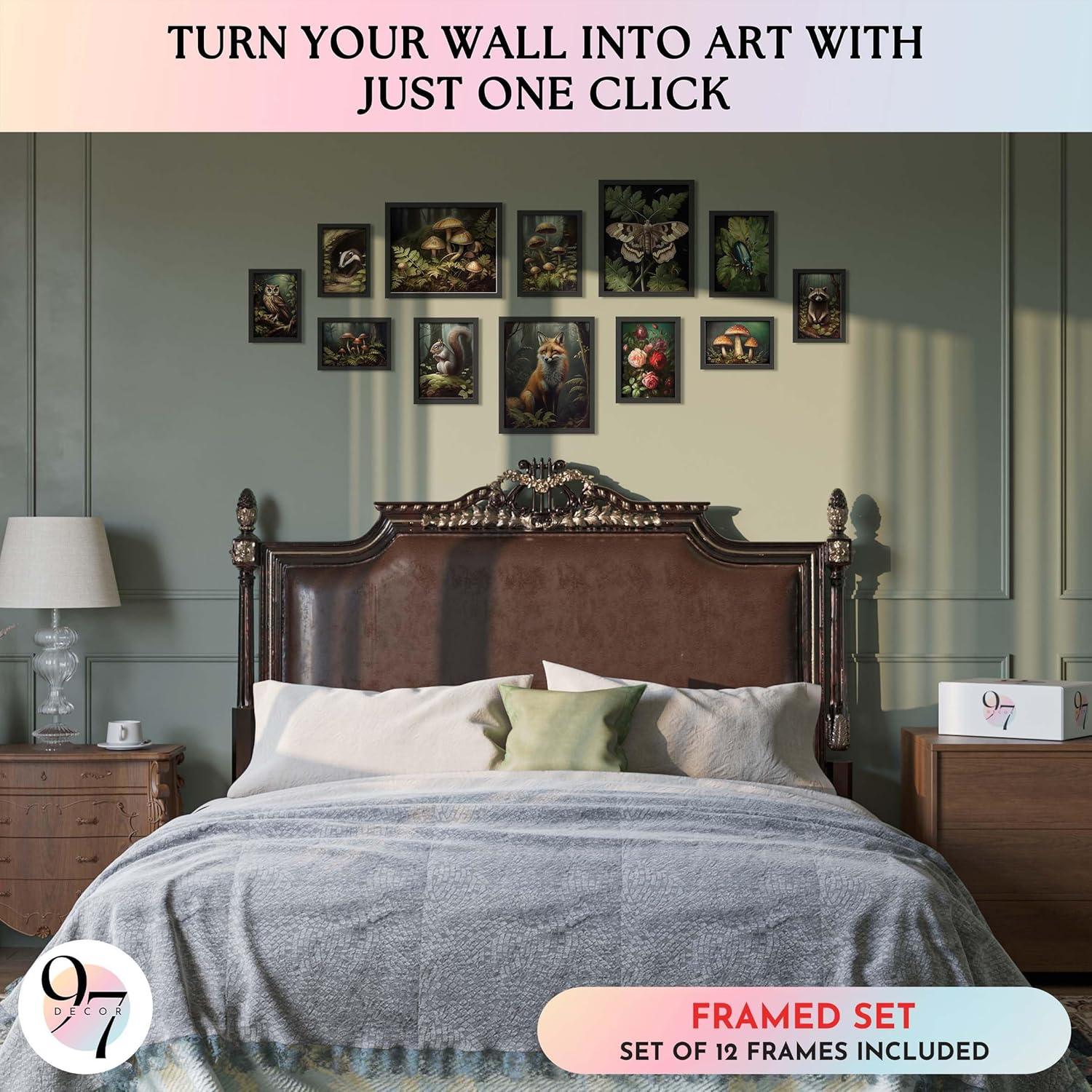 image97 Decor Vintage FRAMED Wall Art For Living Room  Large Framed Art Prints Cottagecore Wall Decor Dark Cottage Core Posters For Room Aesthetic Pictures Nature Forest Print For Dorm Home Bedroom BLACK FRAMECottagecore Forest