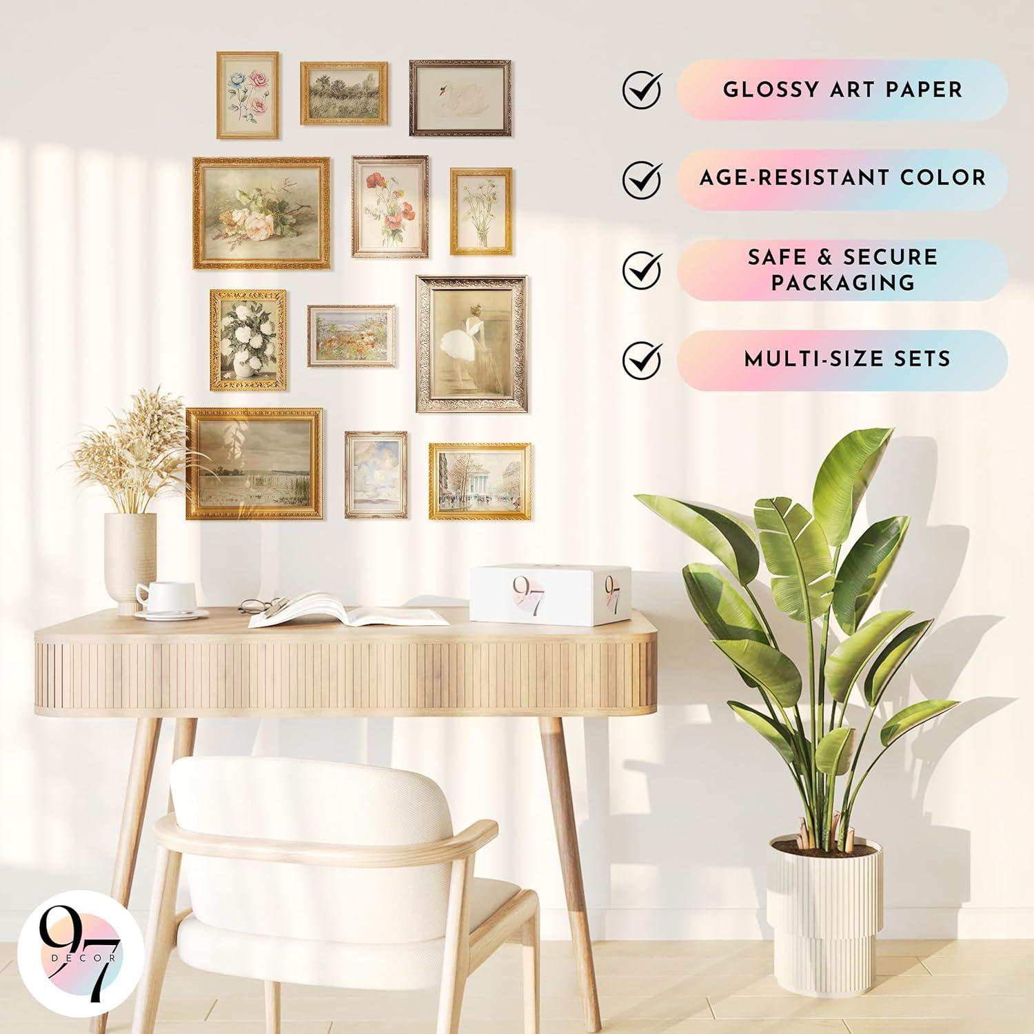 image97 Decor Vintage Framed Wall Art  Framed Vintage Wall Art Prints Vintage Posters For Room Aesthetic Lanscape Prints For Wall Decor Moody Gallery Wall Pictures Botanical Paintings For Home BedroomVintage Gx8x10
