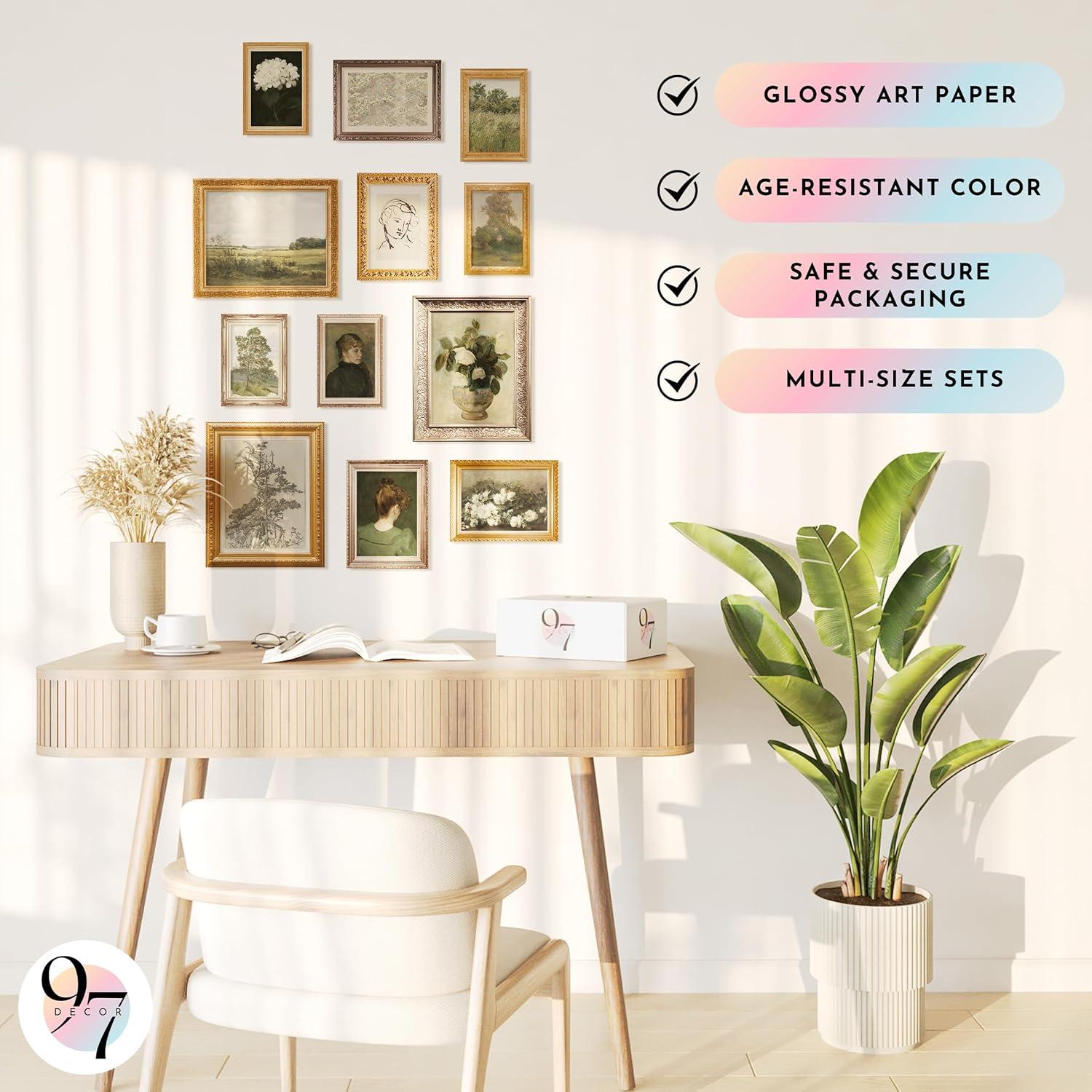 image97 Decor Vintage Framed Wall Art  Framed Vintage Wall Art Prints Vintage Posters For Room Aesthetic Lanscape Prints For Wall Decor Moody Gallery Wall Pictures Botanical Paintings For Home BedroomVintage Antique Gx8x10