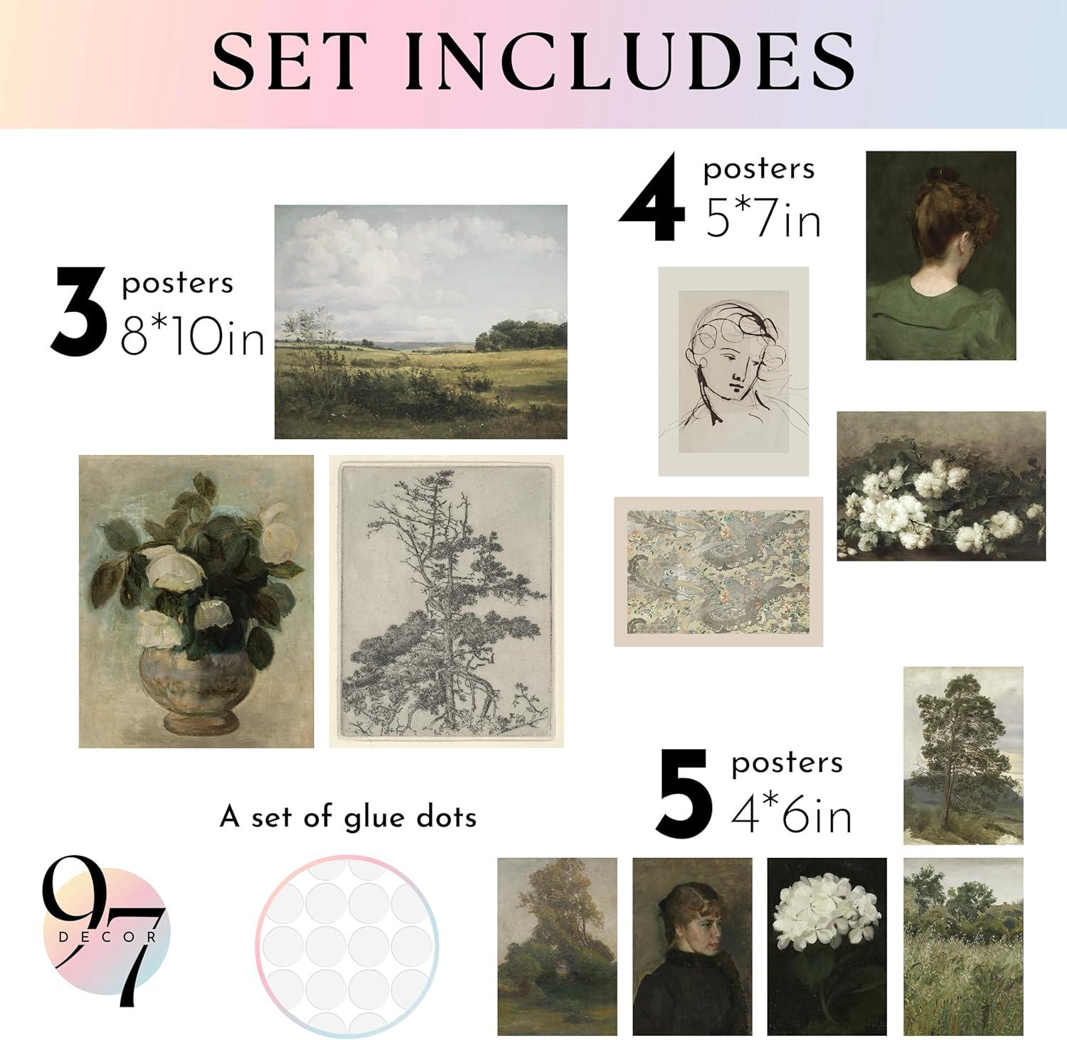 image97 Decor Vintage Framed Wall Art  Framed Vintage Wall Art Prints Vintage Posters For Room Aesthetic Lanscape Prints For Wall Decor Moody Gallery Wall Pictures Botanical Paintings For Home BedroomVintage Antique Gx8x10