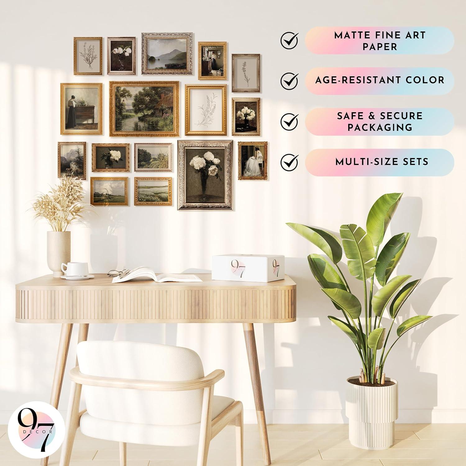 image97 Decor Vintage Framed Wall Art  Framed Vintage Wall Art Prints Vintage Posters For Room Aesthetic Lanscape Prints For Wall Decor Moody Gallery Wall Pictures Botanical Paintings For Home BedroomVintage Gx11x14