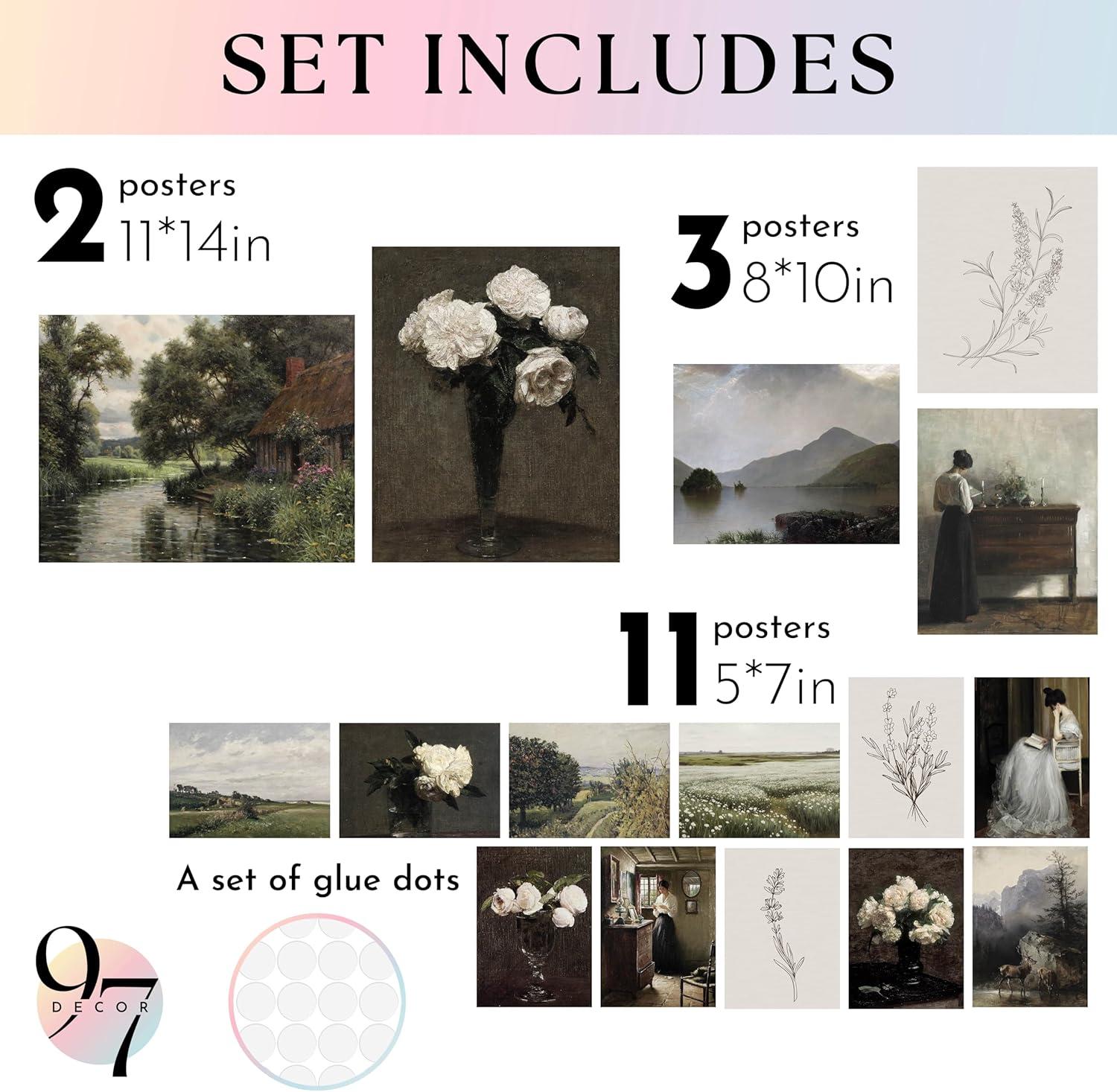 image97 Decor Vintage Framed Wall Art  Framed Vintage Wall Art Prints Vintage Posters For Room Aesthetic Lanscape Prints For Wall Decor Moody Gallery Wall Pictures Botanical Paintings For Home BedroomVintage Gx11x14