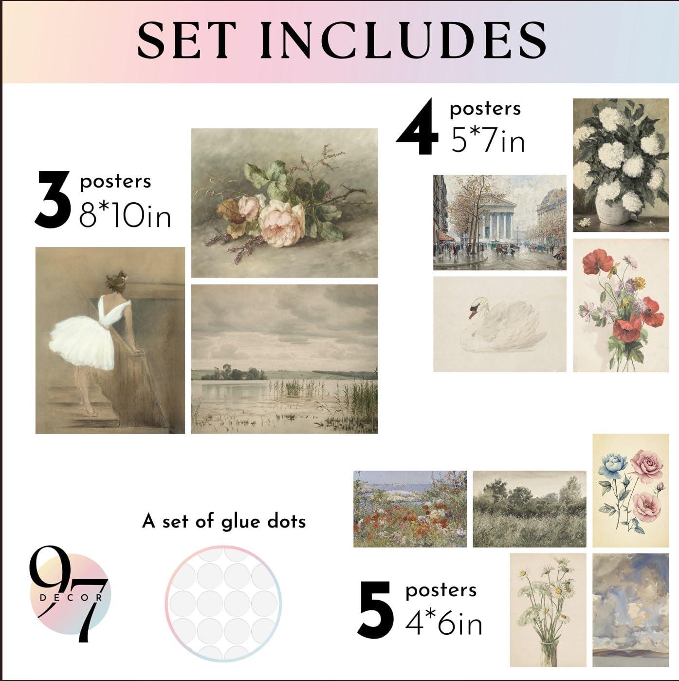 image97 Decor Vintage Framed Wall Art  Framed Vintage Wall Art Prints Vintage Posters For Room Aesthetic Lanscape Prints For Wall Decor Moody Gallery Wall Pictures Botanical Paintings For Home BedroomVintage Gx8x10