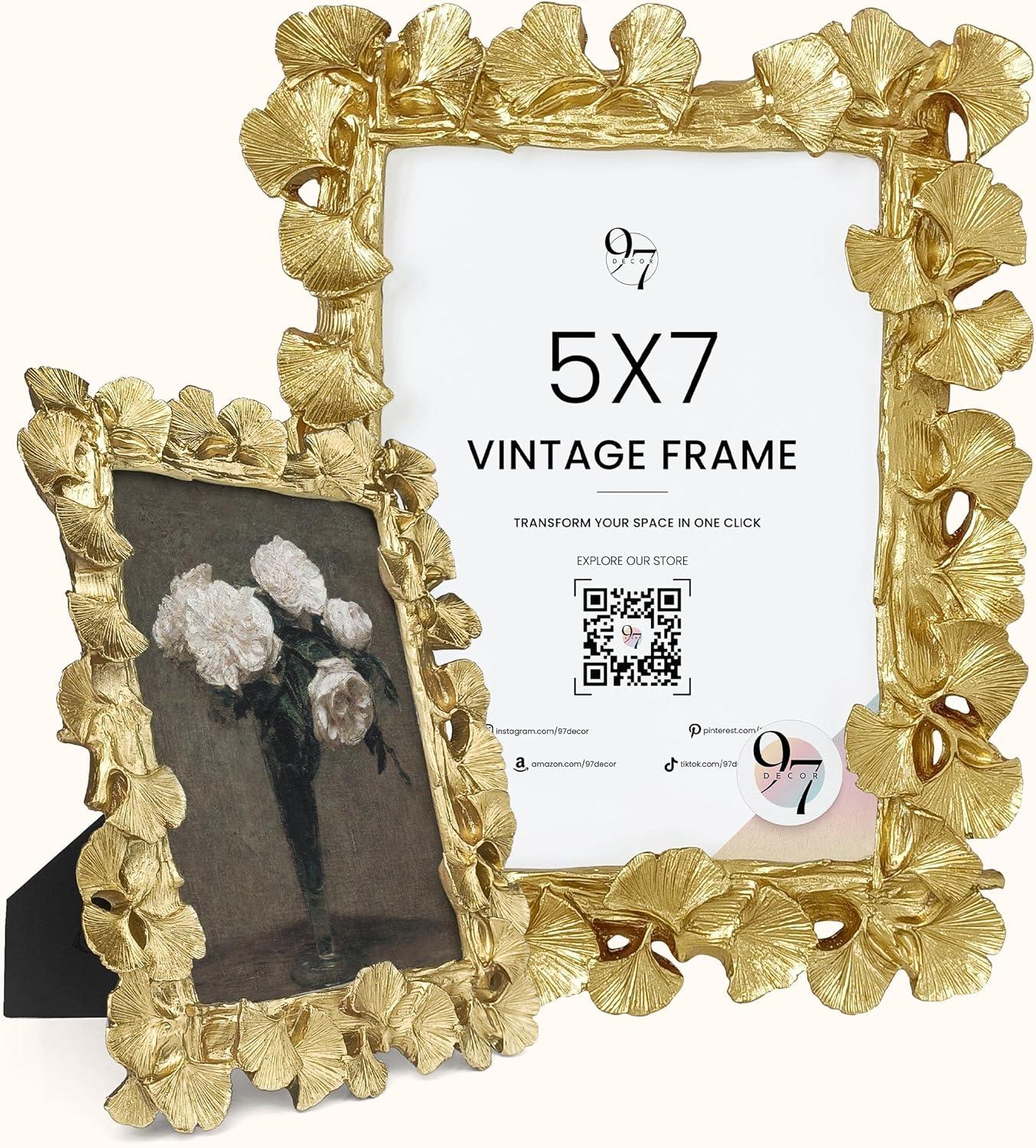 image97 Decor Vintage Gold Picture Frames 5x7  Fancy Gold Vintage Picture Frames 5x7 Cute Golden Ornate Frame 5 X 7 Decorative Antique Frame 5 By 7 For Tabletop And Wall Hanging Antique Wall DecorGinkgo