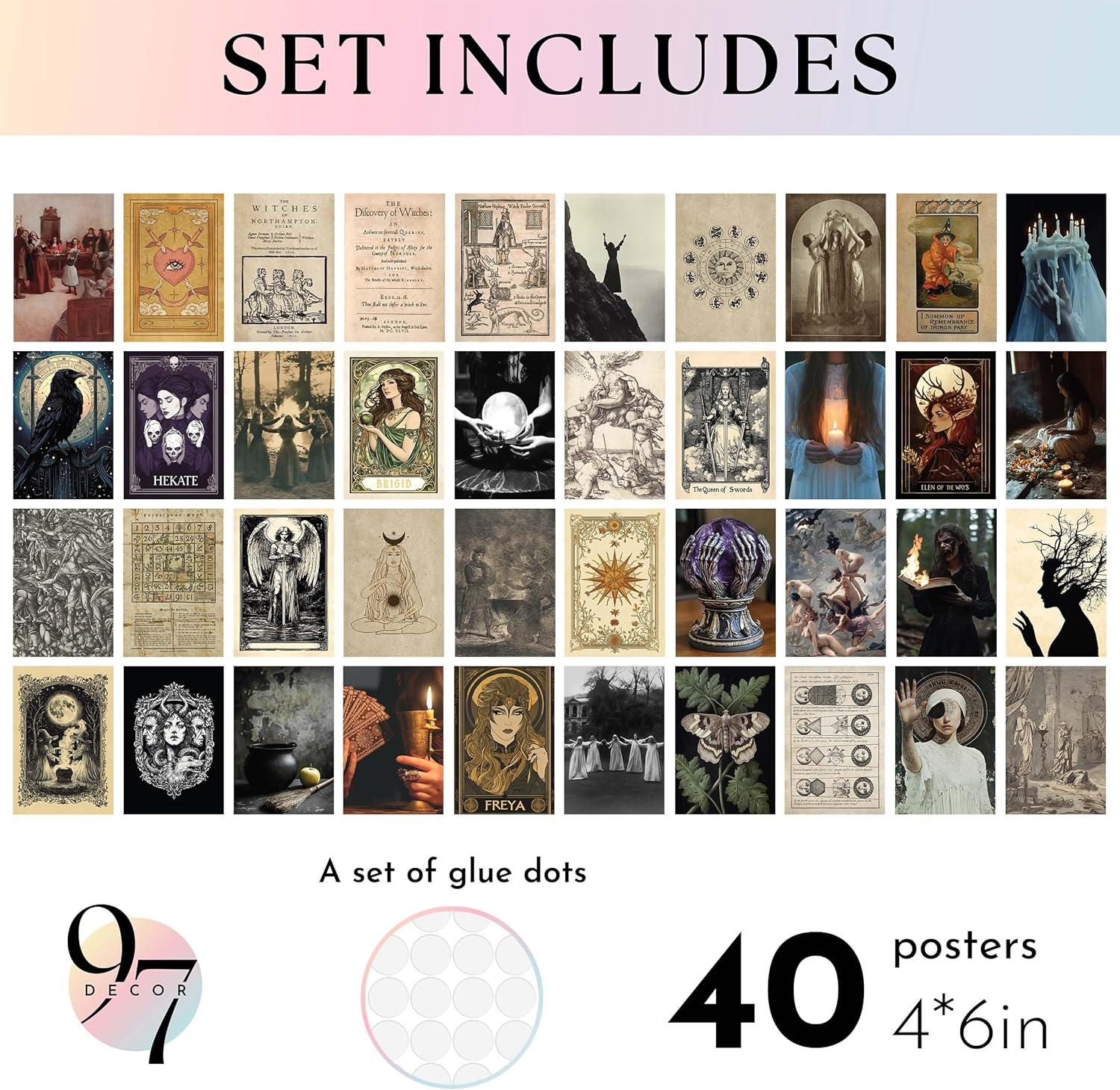 image97 Decor Vintage Halloween Wall Art Prints  Dark Halloween Pictures Wall Decor Creepy Ghost Painting Witchy Posters For Room Aesthetic Spooky Artwork Witch Decorations For Bedroom unframedWitchy