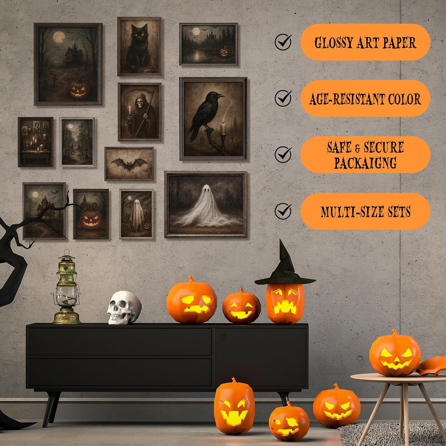 image97 Decor Vintage Halloween Wall Art Prints  Dark Halloween Pictures Wall Decor Creepy Ghost Painting Witchy Posters For Room Aesthetic Spooky Artwork Witch Decorations For Bedroom unframedHalloween