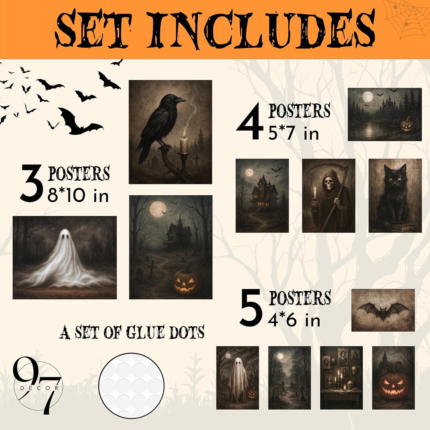 image97 Decor Vintage Halloween Wall Art Prints  Dark Halloween Pictures Wall Decor Creepy Ghost Painting Witchy Posters For Room Aesthetic Spooky Artwork Witch Decorations For Bedroom unframedHalloween