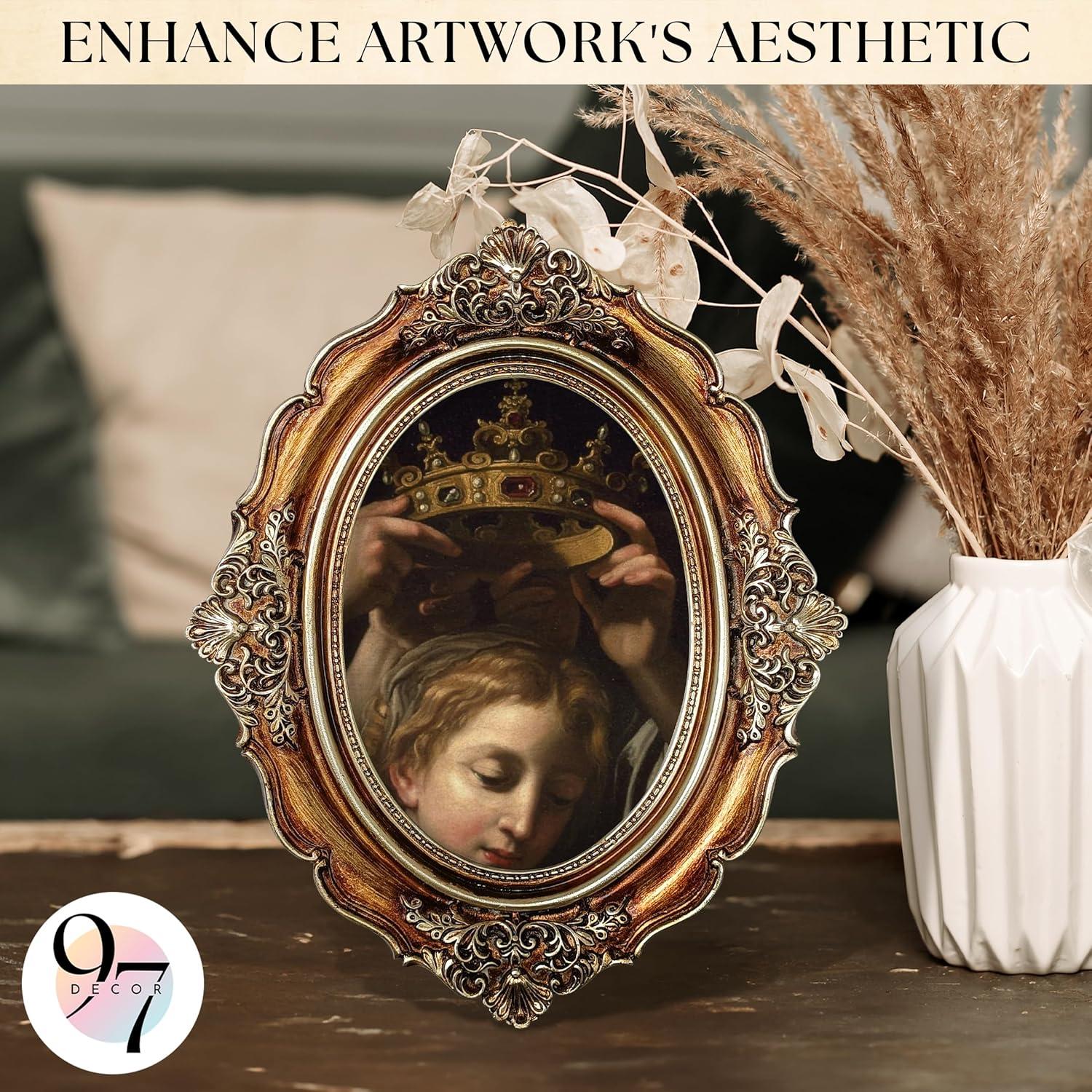 image97 Decor Vintage Picture Frames 4x6  Antique Oval Picture Frame 4x6 Ornate Gold Frame 4 X 6 For Tabletop And Wall Hanging Antique Wall DecorBronze