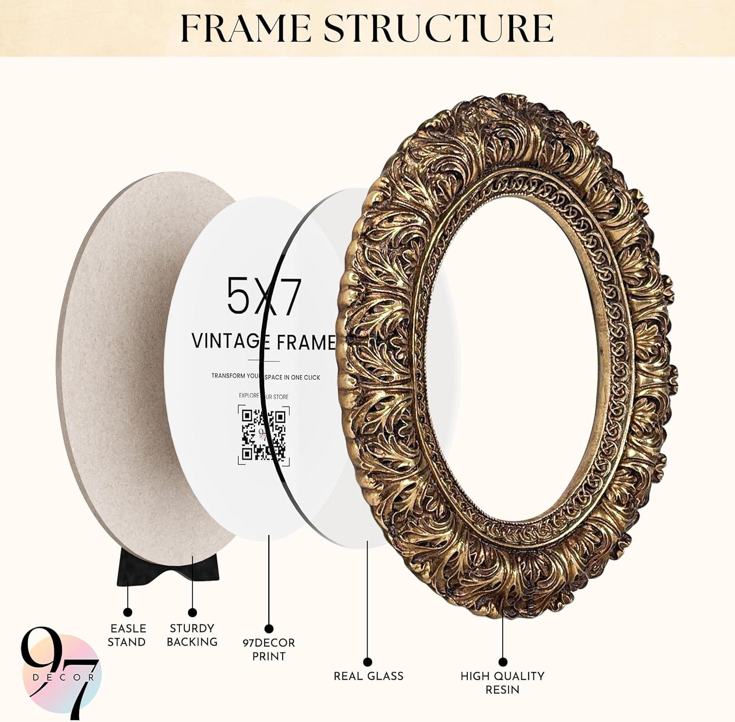 image97 Decor Vintage Picture Frames 4x6  Antique Oval Picture Frame 4x6 Ornate Gold Frame 4 X 6 For Tabletop And Wall Hanging Antique Wall DecorFloral