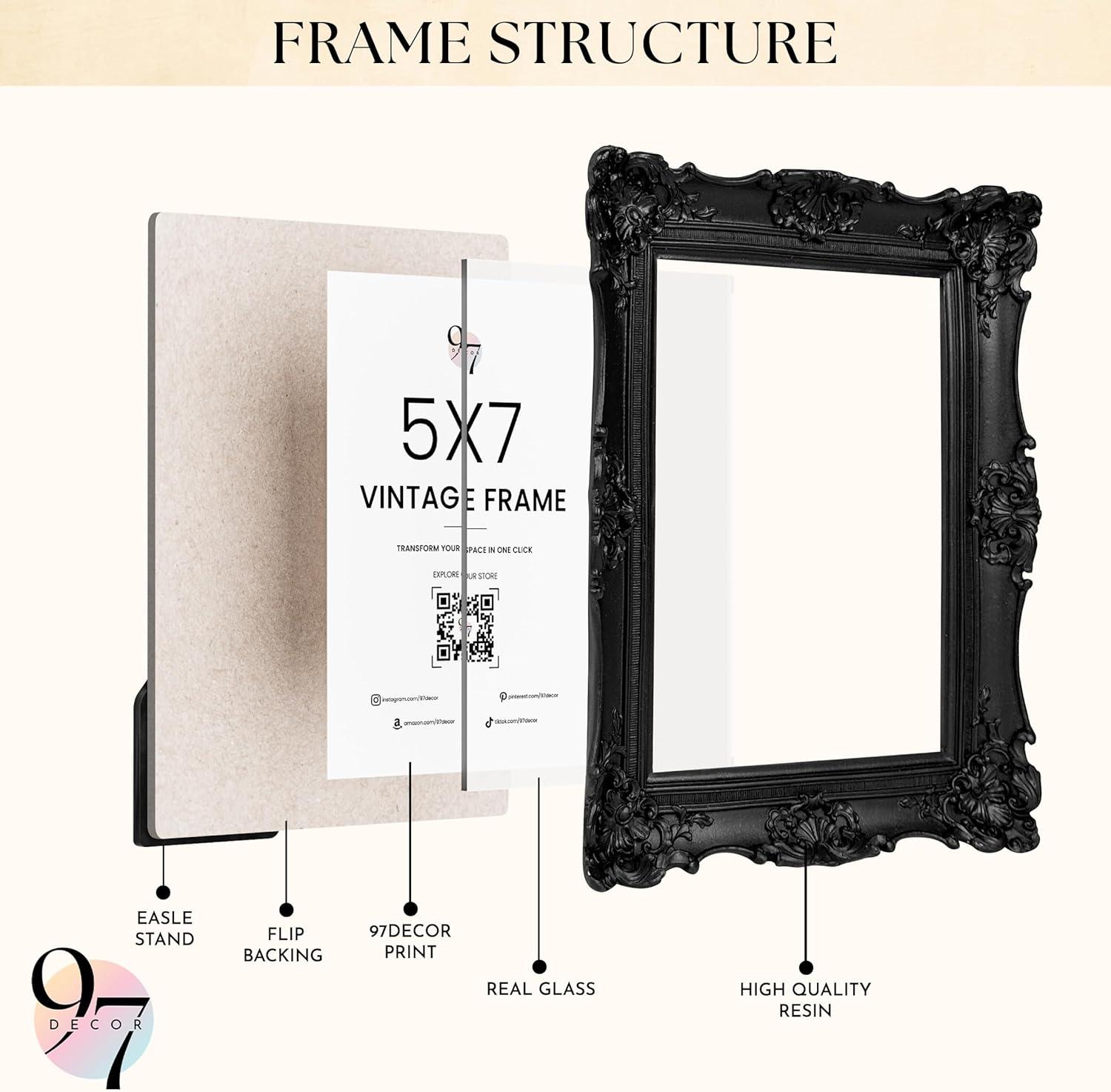 image97 Decor Vintage Picture Frames 5x7  Gold 5x7 Picture Frame Vintage Style Ornate 5 x 7 Frames for Pictures Antique 5 By 7 Frame For Tabletop And Wall Hanging Antique Wall DecorBlack Vintage