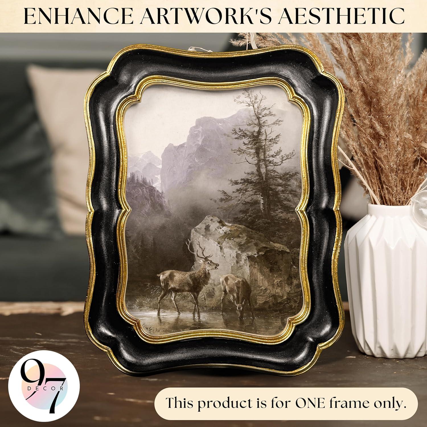 image97 Decor Vintage Picture Frames 5x7  Gold 5x7 Picture Frame Vintage Style Ornate 5 x 7 Frames for Pictures Antique 5 By 7 Frame For Tabletop And Wall Hanging Antique Wall DecorGold Black