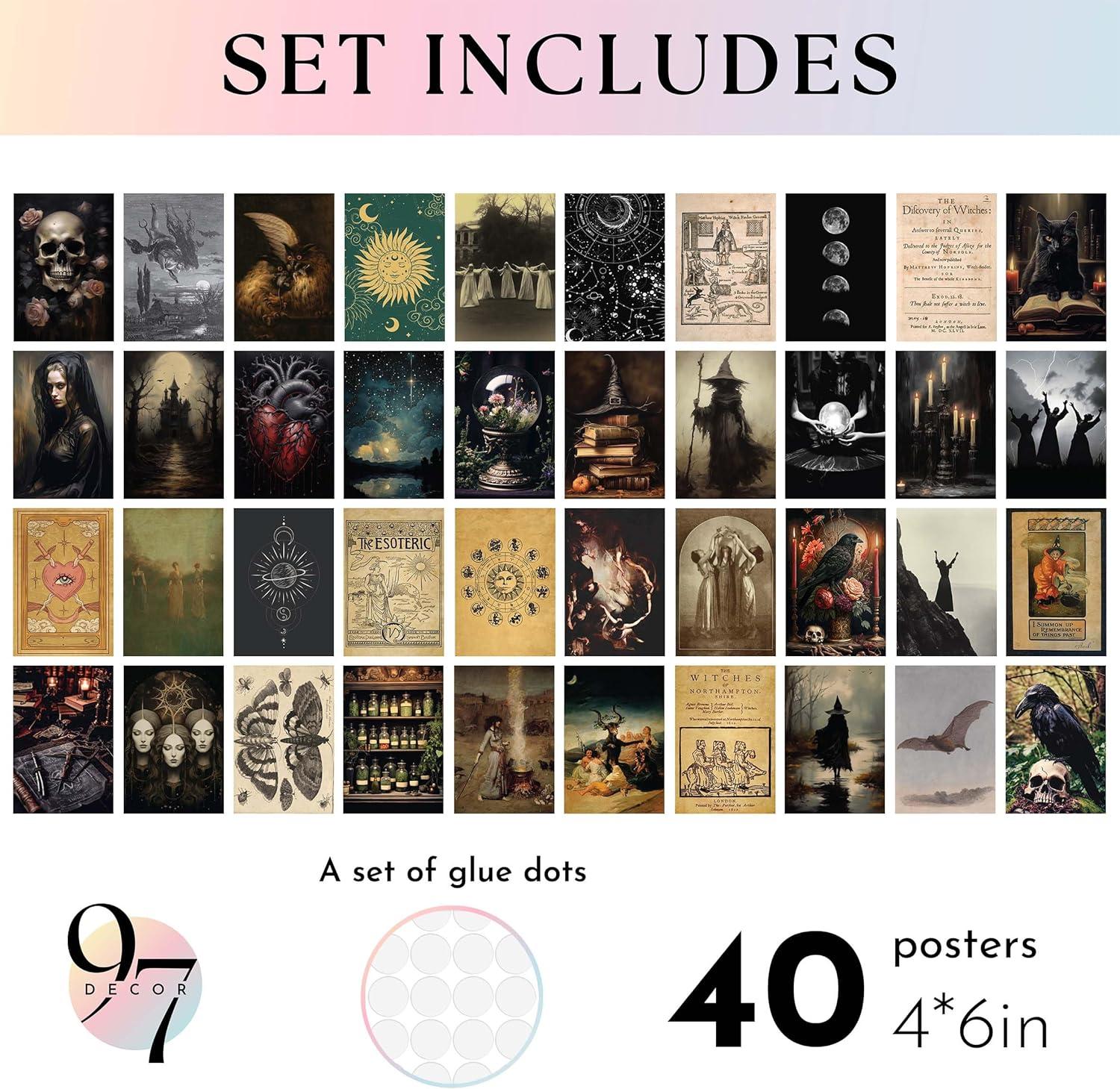 image97 Decor Witchy Home Decor  Vintage Gothic Decor for Home Creepy Goth Posters Halloween Art Prints