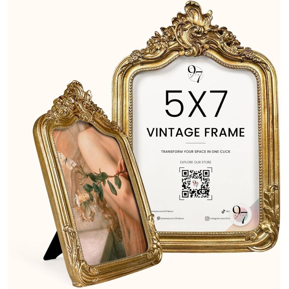 image97 Decor Black Gothic Picture Frame 5x7  Vintage Picture Frames 5x7 Victorian 5 x 7 Frame Halloween Goth Photo Frames With Glass Front For Tabletop And Wall Hanging Gothic Wall Decor For HomeBaroque