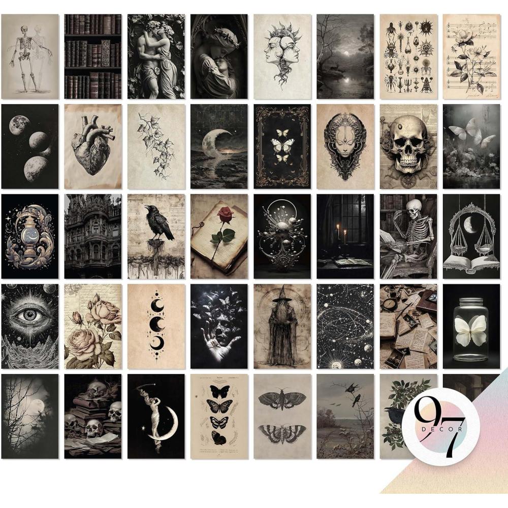 image97 Decor Cute Ghost Decor  Vintage Halloween Wall Art Prints Ghost Pictures Wall Decors Dark Spooky Poster For Room Aesthetic Pictures Halloween Decorations Indoor 2025 For Home Bedroom UnframedDark Academia