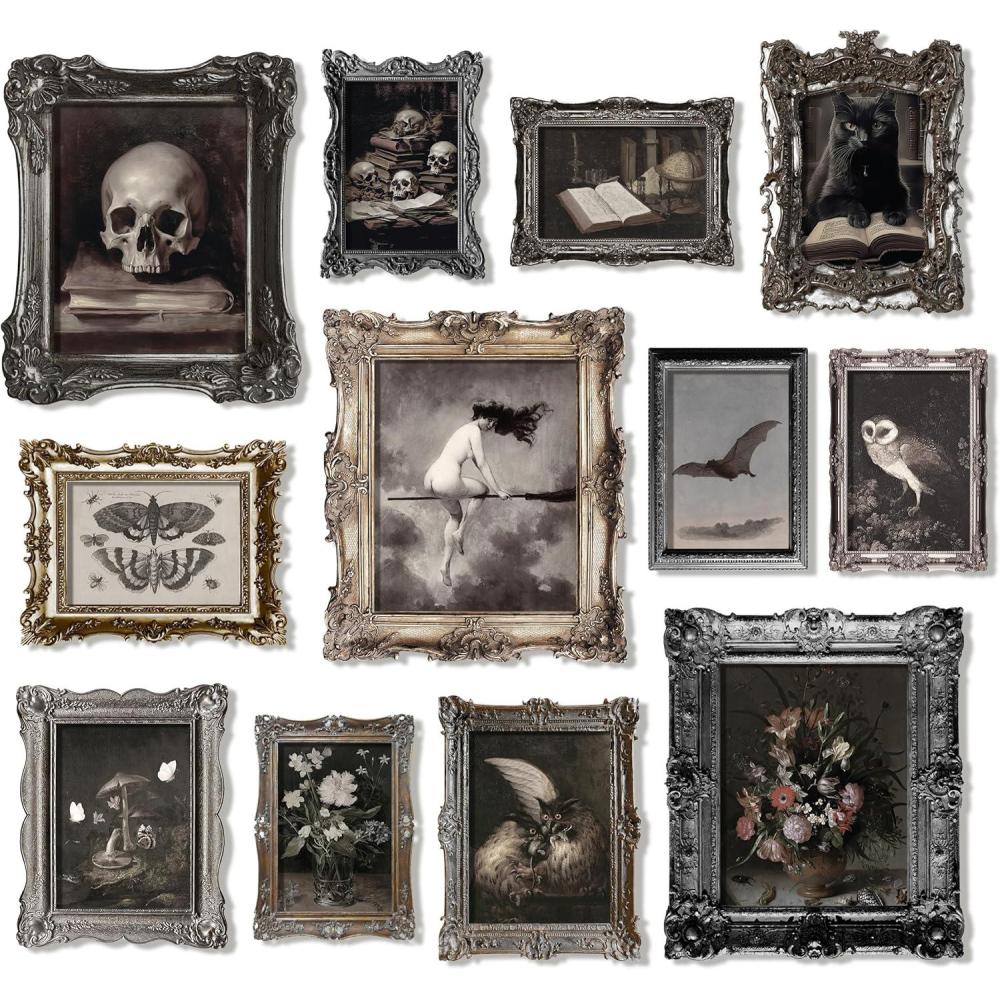 image97 Decor Dark Academia Wall Art  Dark Academia Decor For Bedroom Vintage Gothic Wall Art Prints Witchy Posters Moth Skull Painting Gothic Home Decor Aesthetic Moody Halloween Pictures UnframedVintage Dark