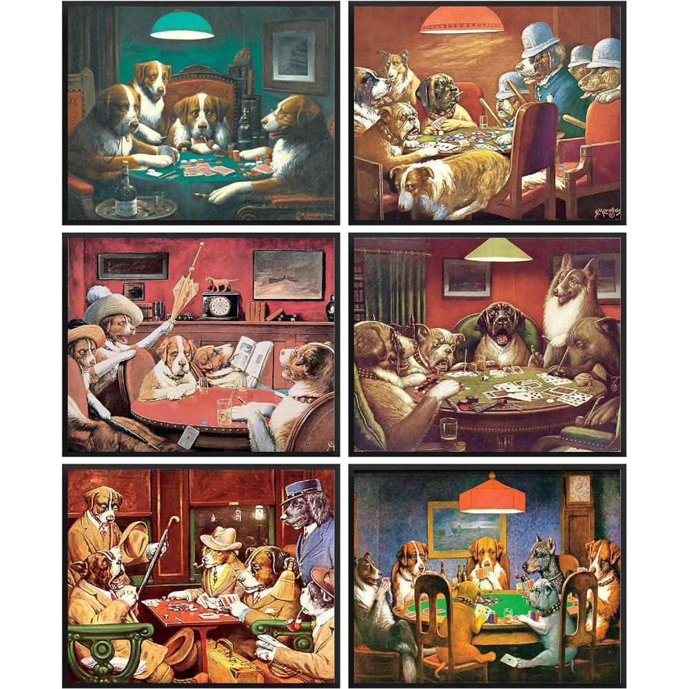 image97 Decor Dogs Playing Poker Poster  Dog Poker Pictures Decor Dog Playing Cards Picture Cassius Marcellus Coolidge Oil Painting Reproduction Vintage Dogs Wall Art Print Decorations 8x10 UNFRAMED