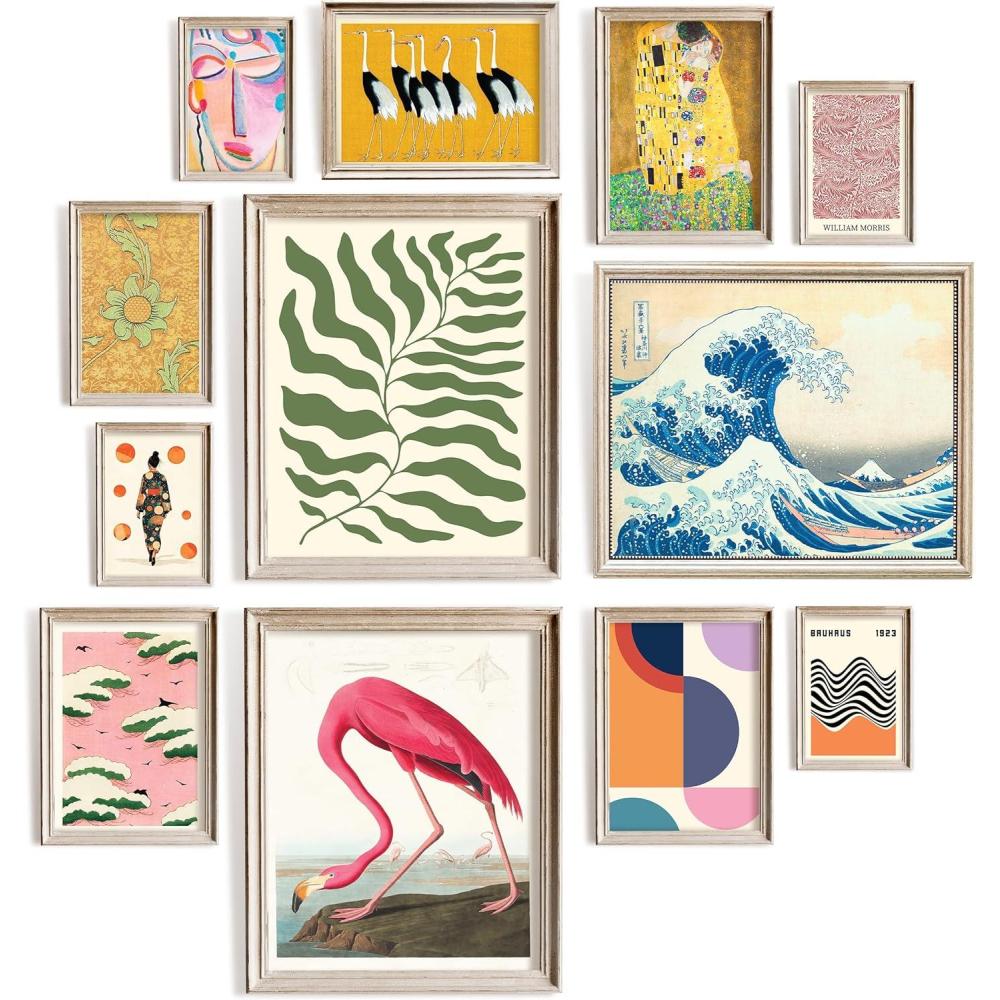 image97 Decor Eclectic FRAMED Wall Art Set  Colorful Eclectic Decor Retro Colorful Wall Art Prints Trendy Maximalist Decoration Aesthetic Pictures Gallery Wall Prints Famous Artist Posters For Bedroom BEIGE FRAMEEclectic Global 16x8x10