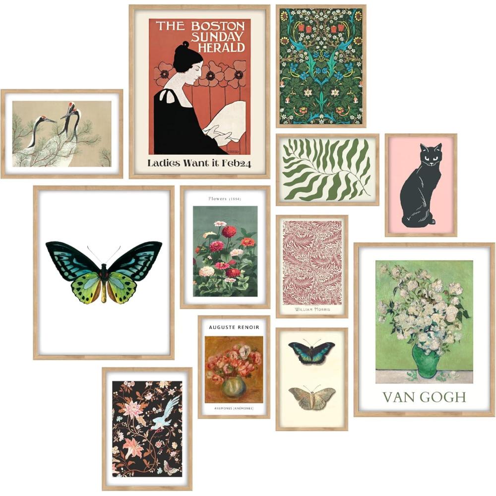image97 Decor Eclectic Wall Art FRAMED  Vintage Boho Wall Decor Trendy Boho Prints For Wall Framed Gallery Wall Art Set Dorm Posters For Room Aesthetic Pictures Maximalist Decorations For Home BEIGE FRAMEEclectic