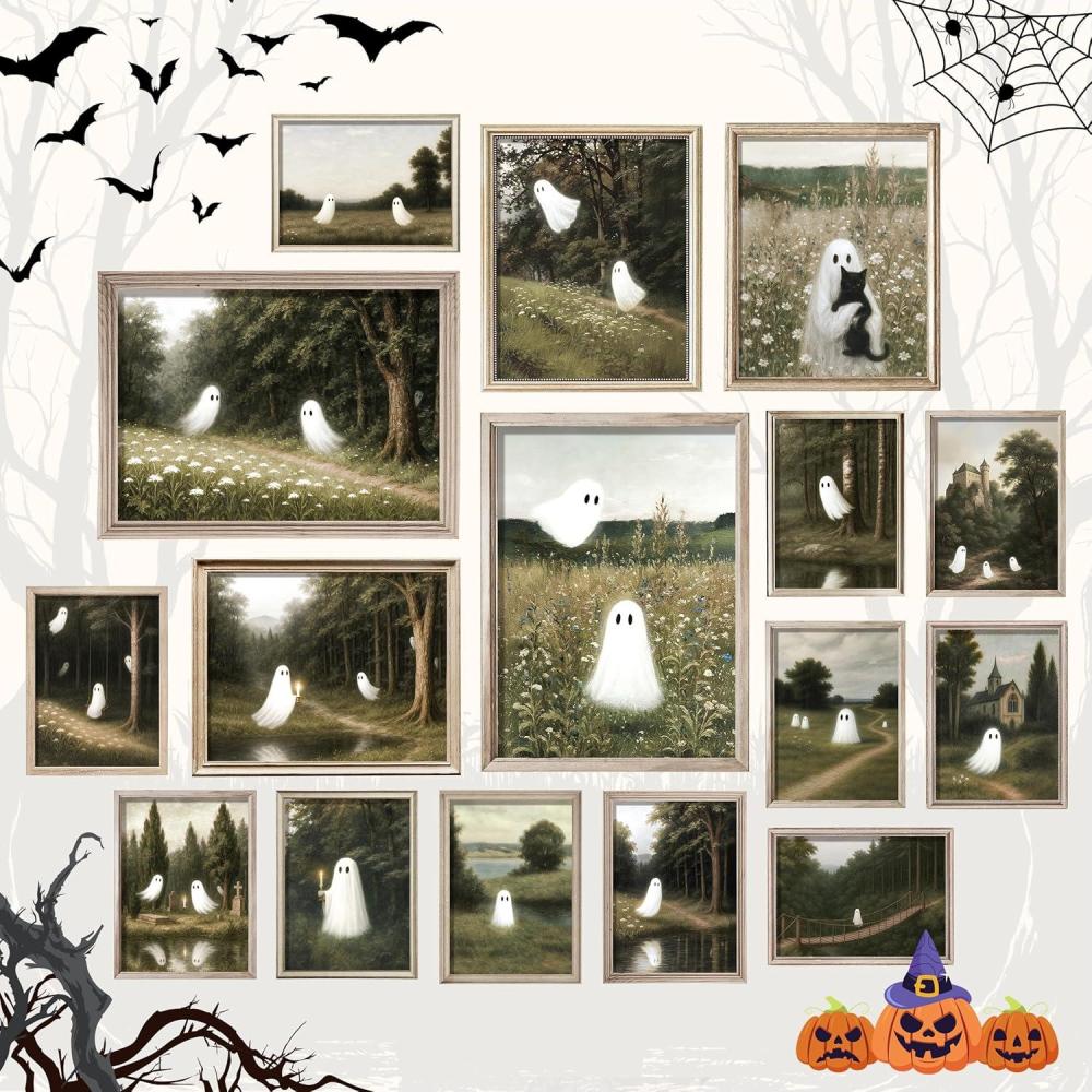image97 Decor Halloween Bathroom Decor  Vintage Ghost Wall Art Prints Gothic Bathroom Wall Art Posters For Room Aesthetic Spooky Ghost Pictures Cute Halloween Decorations Indoor For Home unframedVintage Ghost