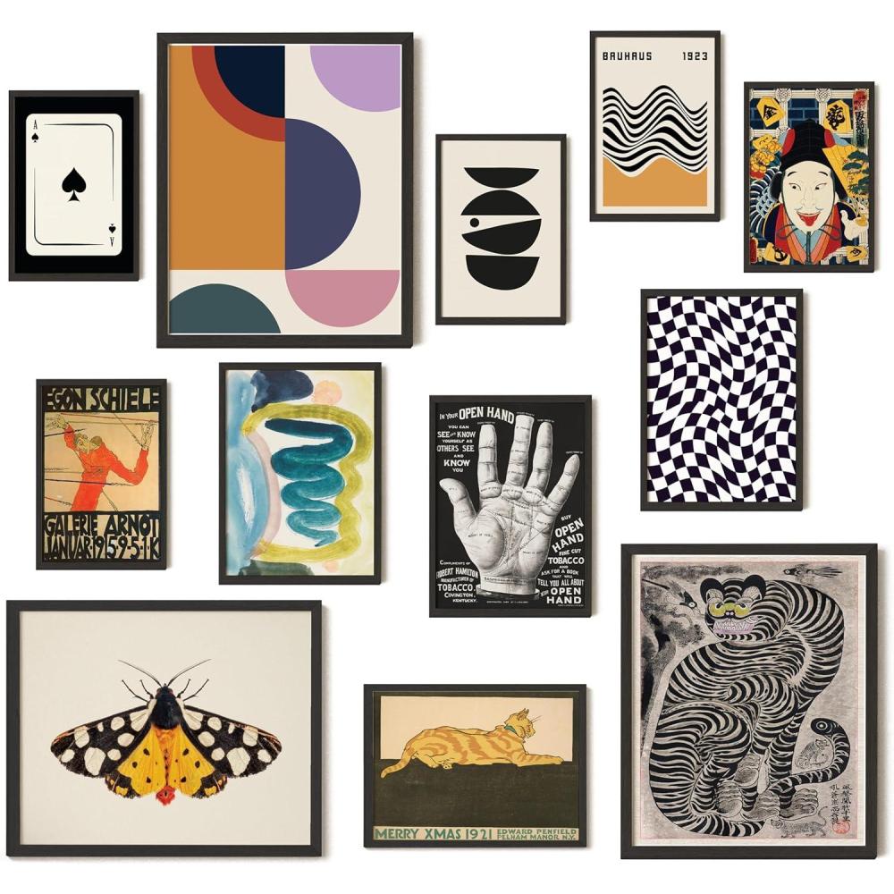 image97 Decor LARGE 11x14 Vintage Eclectic Wall Art Prints  Large Eclectic Prints For Wall Decor Unique Funky Aesthetic Pictures Maximalist Decoration Mid Century Modern Wall Gallery For Home UnframedEclectic Folk Art