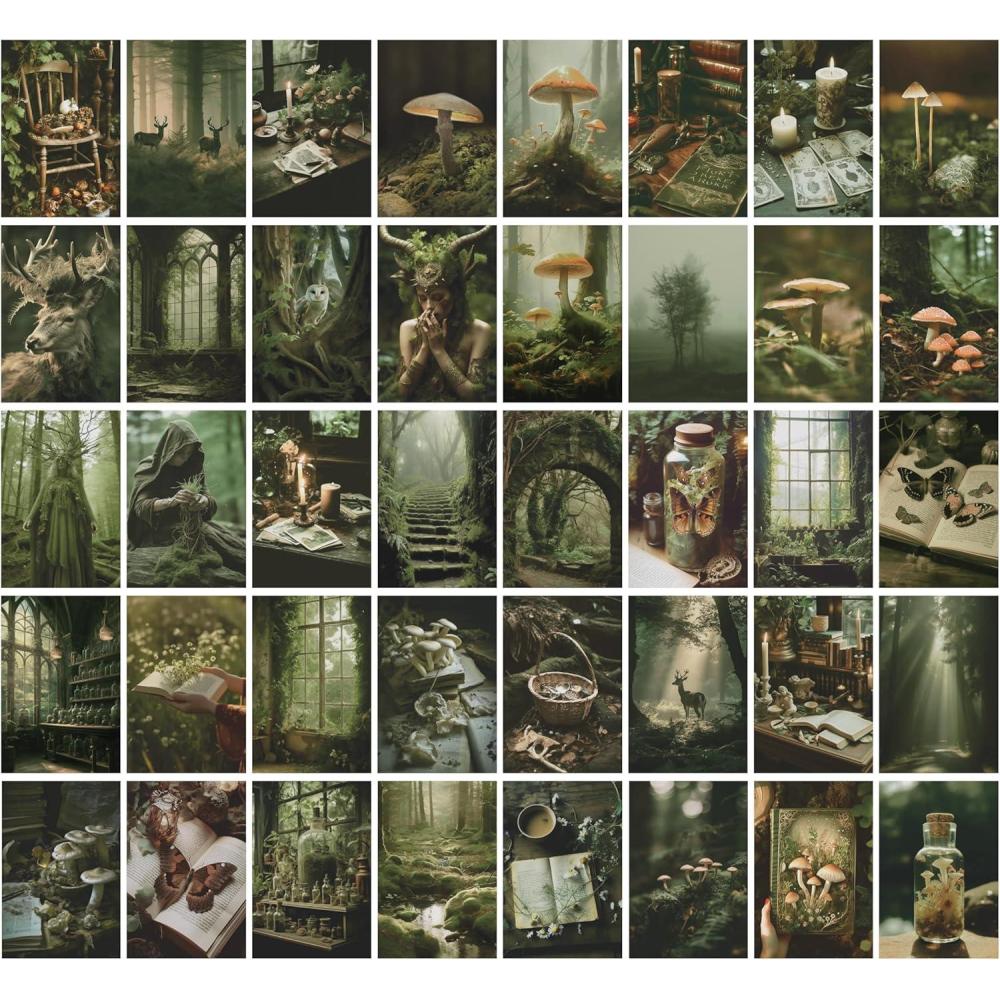 image97 Decor Large 11x14 Green Goblincore Decor  Large Fantasy Wall Art Prints Magical Forest Posters For Room Aesthetic Fairycore Pictures Cottage Core Wall Decor Therian Room Decor For Bedroom UnframedGoblincore Collage
