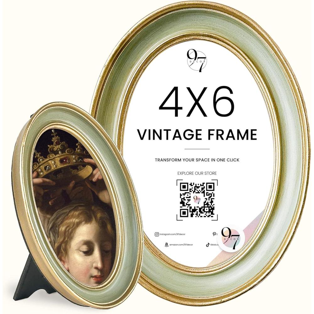 image97 Decor Oval 5x7 Picture Frame  Small Vintage Picture Frames 5x7 Elegant Oval Frame 5 X 7 For Wall Hanging Vintage Frames 5x 7 Antique Home DecorMint Oval