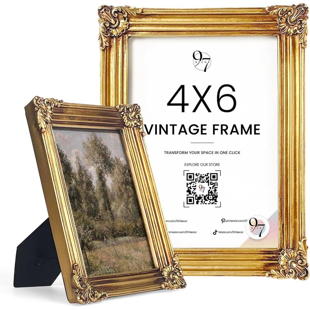 image97 Decor Rustic 5x7 Gold Picture Frame Gold Vintage Frame 5x7 Antique Golden Photo Frames 5 By 7 Picture Frame Ornate Frames For Tabletop And Wall HangingGold Rectangle