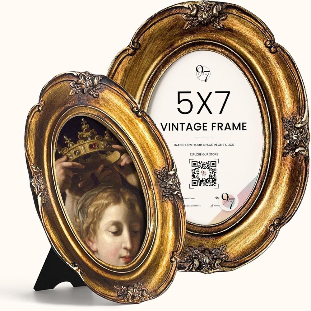 image97 Decor Vintage 4x6 Picture Frame Gold  Small Gold Frames 4x6 Unique Antique Picture Frames 4x 6 Mini Ornate 4 X 6 Photo Frame With Glass Front For Tabletop And Wall Hanging Vintage Wall DecorBronze Oval