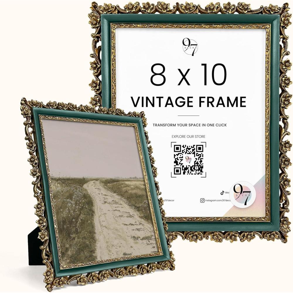 image97 Decor Vintage 8x10 Picture Frame Gold  Rustic 8x10 Gold Frame Ornate Golden Picture Frame 8 x 10 Antique Golden 8 x 10 Frames Victorian 8 By 10 Frames For Wall HangingGreen Gold